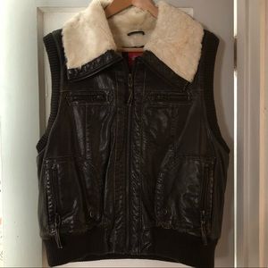 Fax Fur Black Pleather Vest!